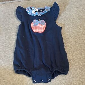 Magnolia baby Navy Blue Kids Bodysuit with Apple Design